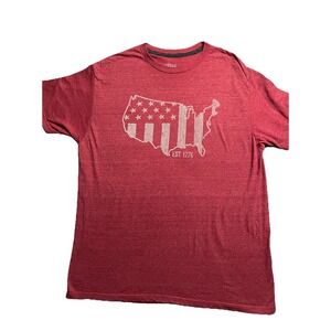 Spirit Of America Mens T Shirt Size 2XL Graphic 4th Of July Map Of USA Red 1776